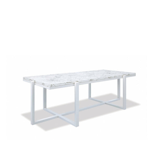 Rectangle Coffee Table with Honed Carrara Marble Top