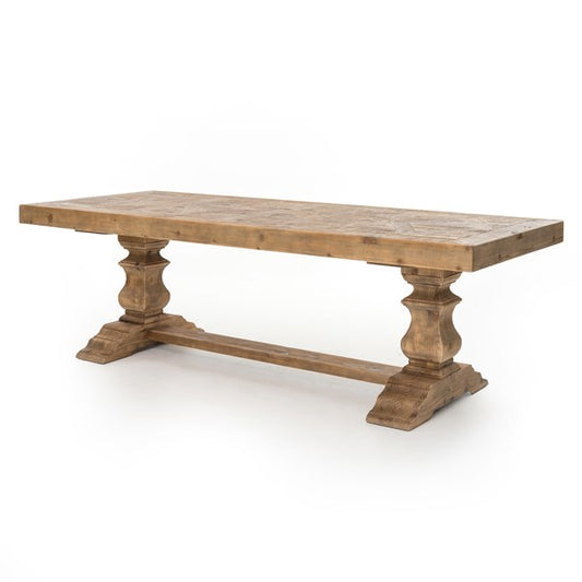 Castle 98" Dining Table-Wxd Blchd Pn