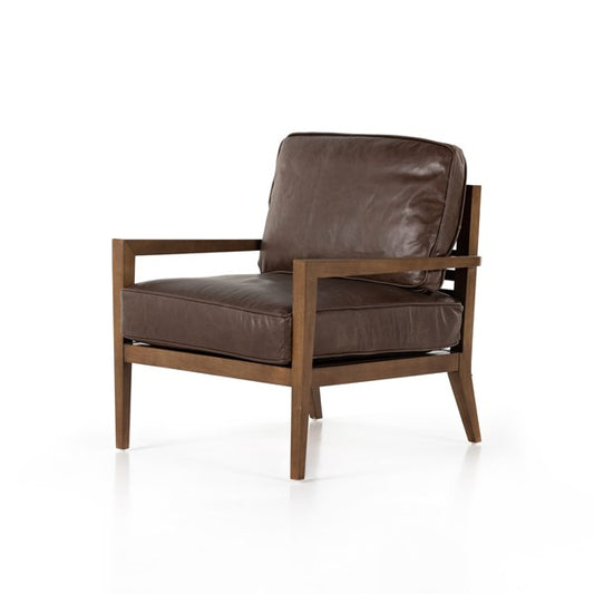 Laurent Wood Frame Accent Chair-Dk Brn L