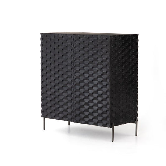 Raffael Bar Cabinet-Carved Black Wash