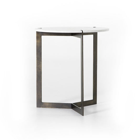 Kiva End Table-Polished White Marble