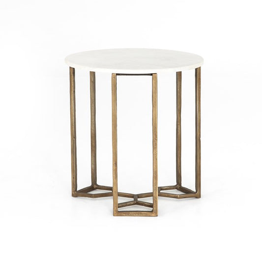 Naomi Marble End Table-Raw Brass