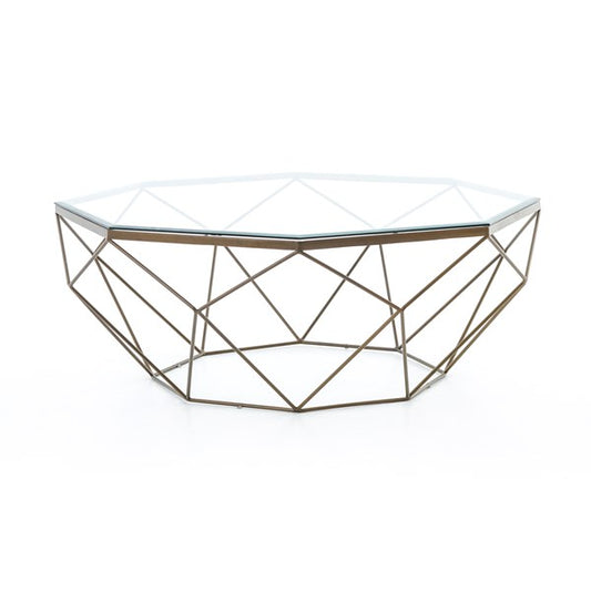 Geometric Coffee Table-Antique Brass