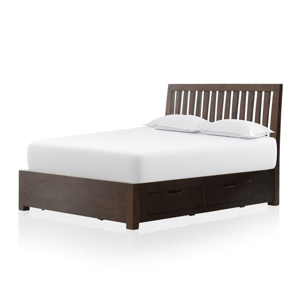 POST & RAIL STORAGE BED W/LOW FB-QUEEN